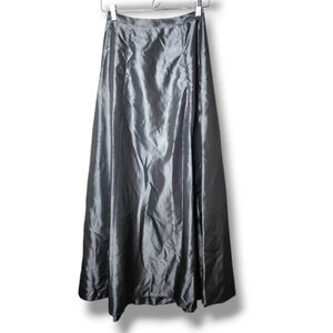 Y2K Vintage Express World Brand Maxi Skirt Size 4 Flowing Gray Satin A-Line